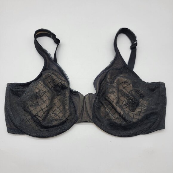 LILYETTE Bra Womans 42DD Light Black Lined Underwire‎ Style 0412 Floral Lace - Picture 1 of 5